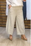 İtalyan Tasarım Ham Keten Şalvar Model Pantolon Krem