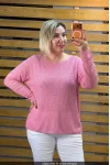 İtalyan Tasarım Kayık Yaka Triko Bluz Pembe