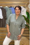 İtalyan Tasarım Kelebek İşleme Detaylı Gömlek Haki