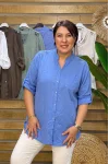 İtalyan Tasarım Kelebek İşleme Detaylı Gömlek İndigo