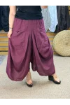 İtalyan Tasarım Keten Şalvar Model Pantolon Bordo