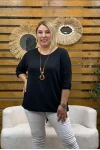 İtalyan Tasarım Kolye Hediyeli Angora Bluz Siyah