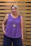 İtalyan Tasarım Kolyeli Sıfır Kol Bluz Mor