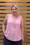 İtalyan Tasarım Kolyeli Sıfır Kol Bluz Toz Pembe