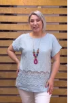 İtalyan Tasarım Nakış Detaylı Kolyeli Bluz Bebe Mavisi