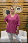 Kadın Pul Detaylı V Yaka Örme Yün Triko Bluz Şarabi