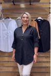 Tasarım İthal Kumaş Patlı Poplin Tunik Gömlek Siyah