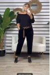 Tasarım Kemerli Kadife Pantolon Siyah