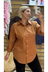 Tasarım Poplin Kumaş Klasik Gömlek Camel