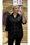 Tasarım Poplin Kumaş Klasik Gömlek Siyah