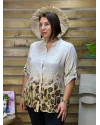 İtalyan Tasarım Keten Leopar Desen Gömlek Krem