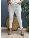 İtalyan Sihirli Likralı Pantolon Beyaz