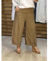 İtalyan Tasarım Ham Keten Şalvar Model Pantolon Kahve