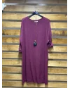 İtalyan Tasarım Hamur Triko Kolyeli Elbise Mor