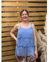 İtalyan Tasarım İp Askılı Sihirli İpek Bluz Bebe Mavisi