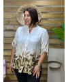 İtalyan Tasarım Keten Leopar Desen Gömlek Beyaz
