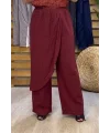 Asimetrik Etek Görünümlü Pantolon Bordo