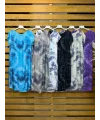 İtalyan Batik Desen Elbise Mor