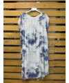 İtalyan Batik Desen Elbise Krem
