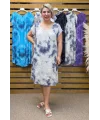 İtalyan Batik Desen Elbise Krem