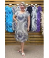 İtalyan Batik Desen Elbise Vizon