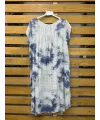 İtalyan Batik Desen Elbise Krem