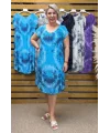 İtalyan Batik Desen Elbise Mavi