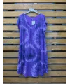 İtalyan Batik Desen Elbise Mor