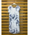 İtalyan Batik Desen Elbise Beyaz