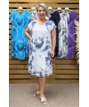 İtalyan Batik Desen Elbise Beyaz