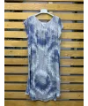 İtalyan Batik Desen Elbise Vizon