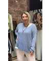 İtalyan Eskitme Merserize Tasarım Bluz İndigo