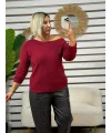 İtalyan Tasarım Angora Kayık Yaka Bluz Bordo