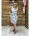 İtalyan Tasarım Balık Desen Elbise Beyaz