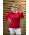 İtalyan Tasarım Bisiklet Yaka Basic Triko Bluz Kırmızı