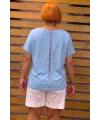İtalyan Tasarım Cebi Nakışlı Bluz Bebe Mavisi