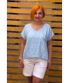 İtalyan Tasarım Cebi Nakışlı Bluz Bebe Mavisi