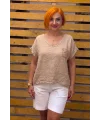 İtalyan Tasarım Cebi Nakışlı Bluz Camel