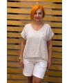 İtalyan Tasarım Cebi Nakışlı Bluz Keten Rengi
