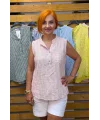 İtalyan Tasarım Çizgili Bluz Pembe