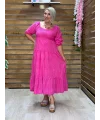 İtalyan Tasarım Fisto İşlemeli Elbise Pembe