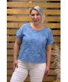 İtalyan Tasarım Fisto Nakışlı Bluz İndigo