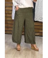 İtalyan Tasarım Ham Keten Şalvar Model Pantolon Haki