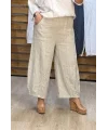 İtalyan Tasarım Ham Keten Şalvar Model Pantolon Krem
