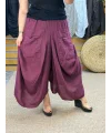 İtalyan Tasarım Keten Şalvar Model Pantolon Bordo