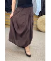 İtalyan Tasarım Keten Şalvar Model Pantolon Kahve