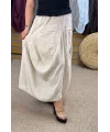 İtalyan Tasarım Keten Şalvar Model Pantolon Krem