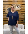 İtalyan Tasarım Kolye Hediyeli Angora Bluz Lacivert