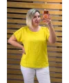 İtalyan Tasarım Omzu Nakış İşleme Detaylı Bluz Sarı