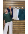 İtalyan Tasarım Önü Özel Nakış İşlemeli İpek Bluz Yeşil
